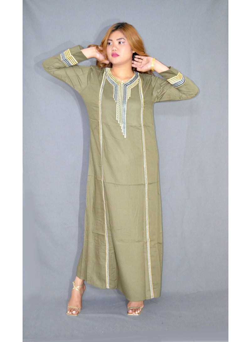 زينة جلبية نسائية أنيقة – فستان طويل محتشم بتفاصيل مطرزة | قماش ناعم من فيسكوز وبوليستر | مثالي للارتداء اليومي والمناسبات - Image 2