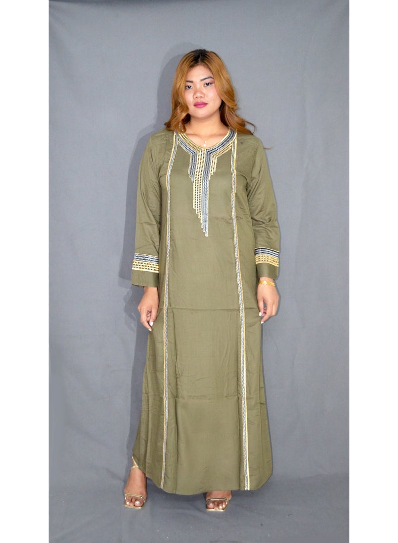 زينة جلبية نسائية أنيقة – فستان طويل محتشم بتفاصيل مطرزة | قماش ناعم من فيسكوز وبوليستر | مثالي للارتداء اليومي والمناسبات - Image 3