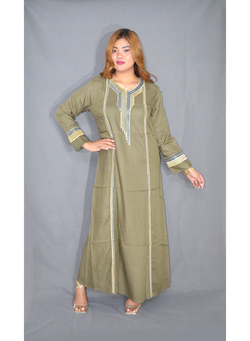 زينة جلبية نسائية أنيقة – فستان طويل محتشم بتفاصيل مطرزة | قماش ناعم من فيسكوز وبوليستر | مثالي للارتداء اليومي والمناسبات - Image 4