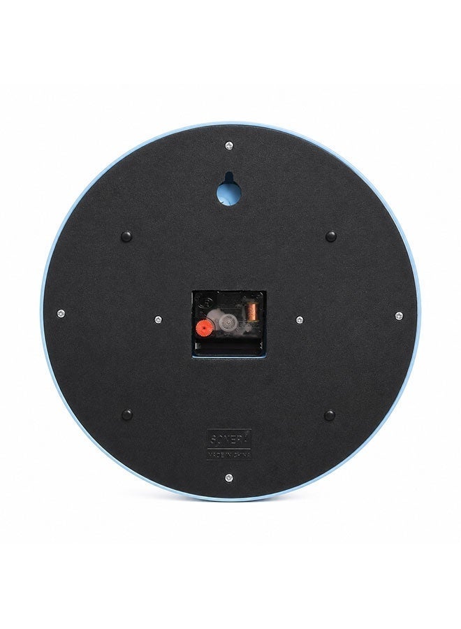 SONERA Round Light Blue Wall Clock with Silver Frame and Numbers - Image 3