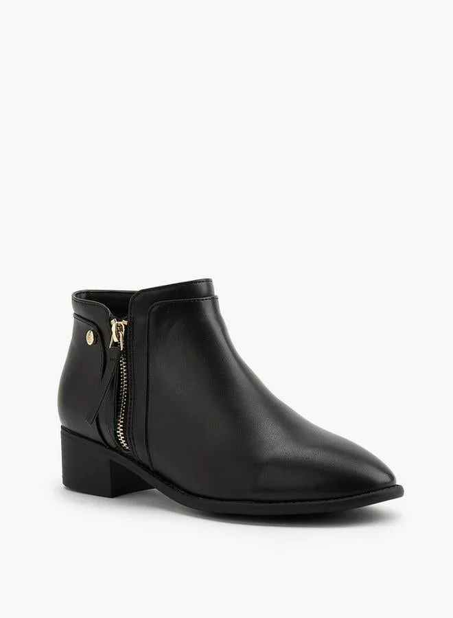 Flora Bella By Shoexpress BLACK Flora Bella Solid Ankle Boots With Zip Closure for Women | Best Price UAE