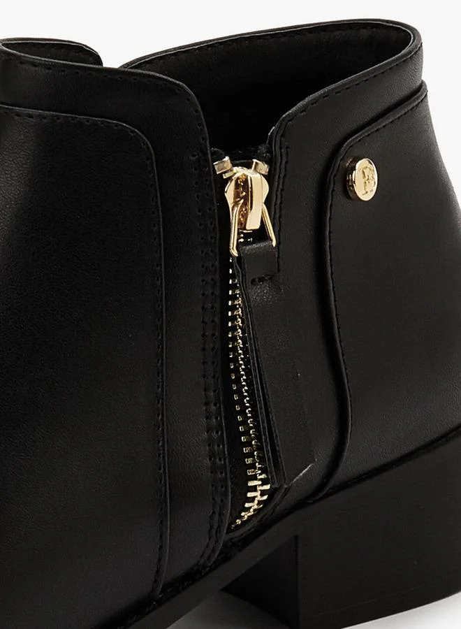 Flora Bella By Shoexpress BLACK Flora Bella Solid Ankle Boots With Zip Closure for Women | Best Price UAE