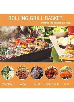 Generic Upgrade Stainless Steel BBQ Grill Mesh Basket for Outdoor Cooking, Leak-proof Round Grill Net Tube for Fish, Vegetables, and Fries - Large Size for Camping and Picnic Cookware  - Image 3
