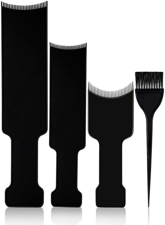 Jaasuee 4-Piece Balayage Highlighting Kit - Black Nylon Combs & Brush for Salon & Home Use - Image 1