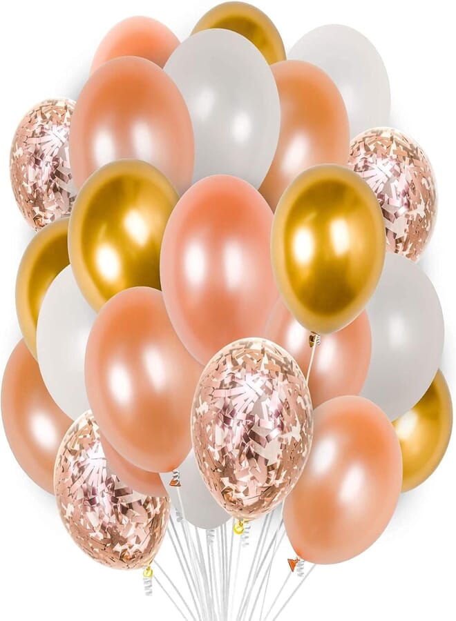 Secret Rose Gold Balloons, 60 pcs Rose Gold Party Decorations, Gold, White Balloons, Party Balloons, Latex Balloons