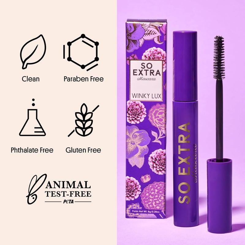 Winky Lux So Extra Mascara â€“ Lengthening, Separating & Defining with Curling & Buildable Formula, Clump Free Volume, Ultra Matte Black, False Lash Effect, No Flaking or Smudging - Image 5