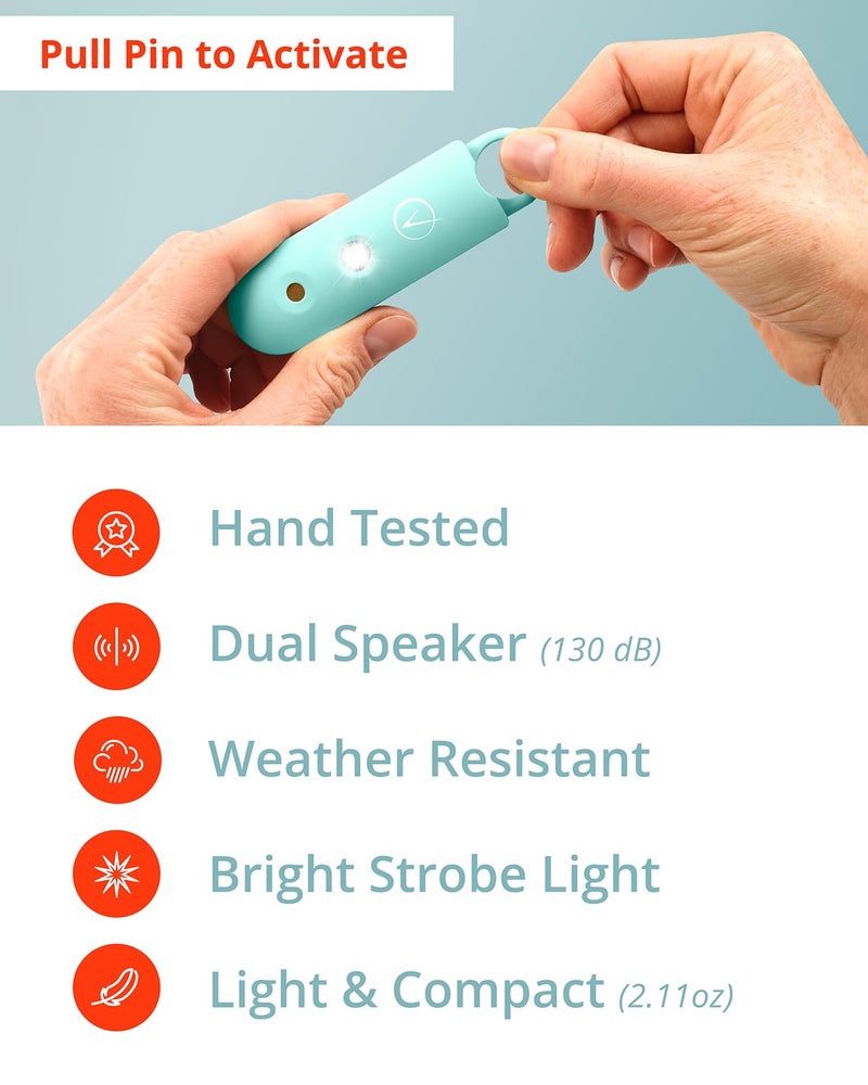 Vantamo Personal Alarm for Self Defense with Low Battery Notice, Strobe Light & Extra Loud 130 dB Double Speakers Safety Keychain Set for Women, Rechargeable Panic Button for Womens Self Defense - Image 5