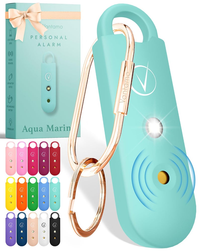 Vantamo Personal Alarm for Self Defense with Low Battery Notice, Strobe Light & Extra Loud 130 dB Double Speakers Safety Keychain Set for Women, Rechargeable Panic Button for Womens Self Defense - Image 1