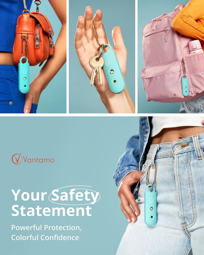 Vantamo Personal Alarm for Self Defense with Low Battery Notice, Strobe Light & Extra Loud 130 dB Double Speakers Safety Keychain Set for Women, Rechargeable Panic Button for Womens Self Defense - Image 2