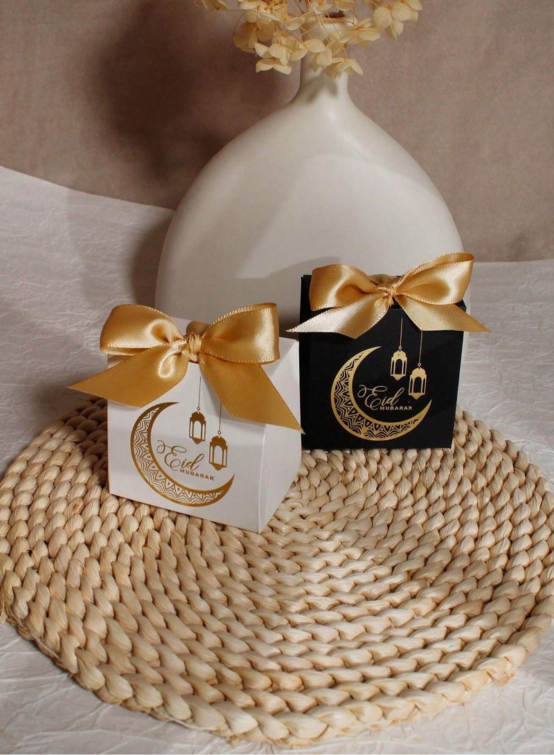 توزيعات عيد الاضحى   للهدايا والحلويات بتصميم عبارة عيد مبارك  بالوان مميزة للاحتفال في عيد الاضحى المبارك  مع شريطة ذهبية لاضافة لمسة من الفخامه  10 علب لتوزيعات العيد و زينه العيد - Image 3