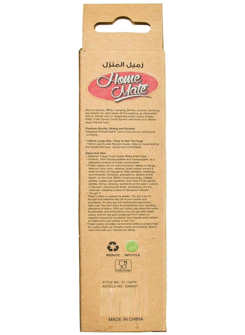 Home Mate Disposable White Paper Spoon 6.22 Inch 25 Pcs Pack - Image 2