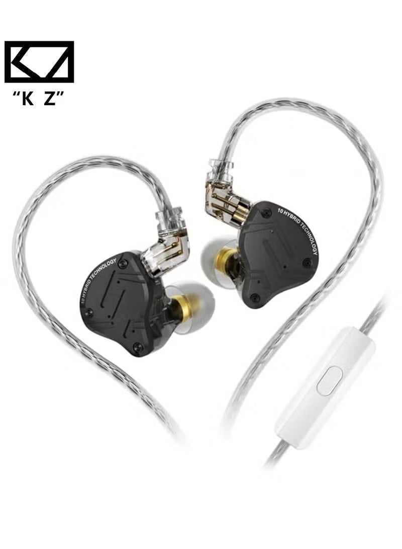 KZ ZS10 PRO X Upgraded 1DD+4BA Hybrid Driver HiFi in Ear Earphones IEM with Alloy Faceplate, Detachable Silver-Plated Recessed 2Pin Cable for Audiophile Musician DJ Stage (With Mic)
