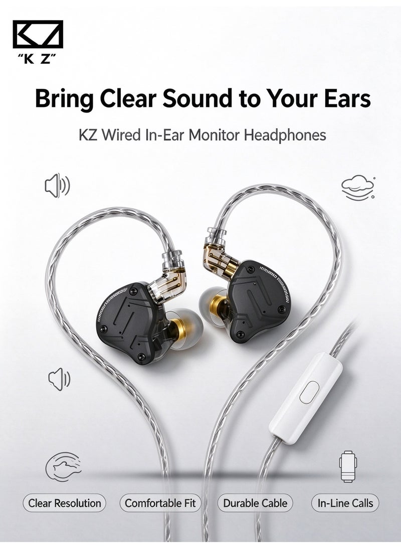 KZ ZS10 PRO X HiFi In-Ear Monitors with 1DD+4BA Hybrid Drivers, Detachable 2-Pin Cable, and Microphone - Black - Image 1