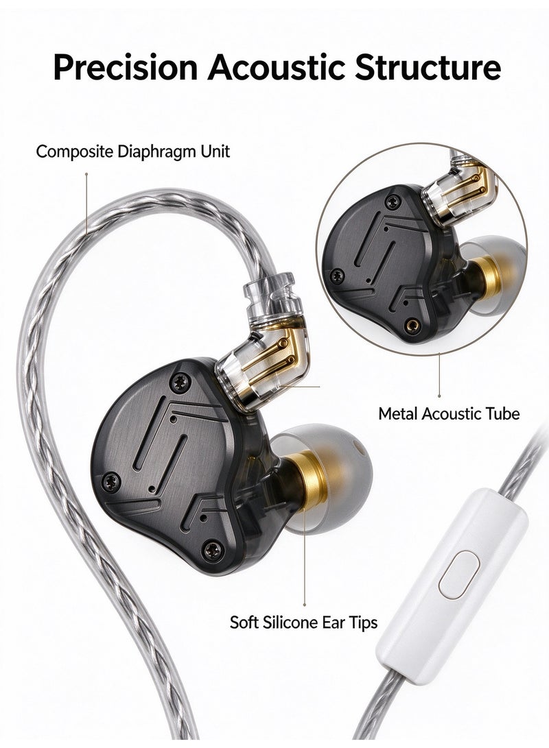 KZ ZS10 PRO X HiFi In-Ear Monitors with 1DD+4BA Hybrid Drivers, Detachable 2-Pin Cable, and Microphone - Black - Image 3