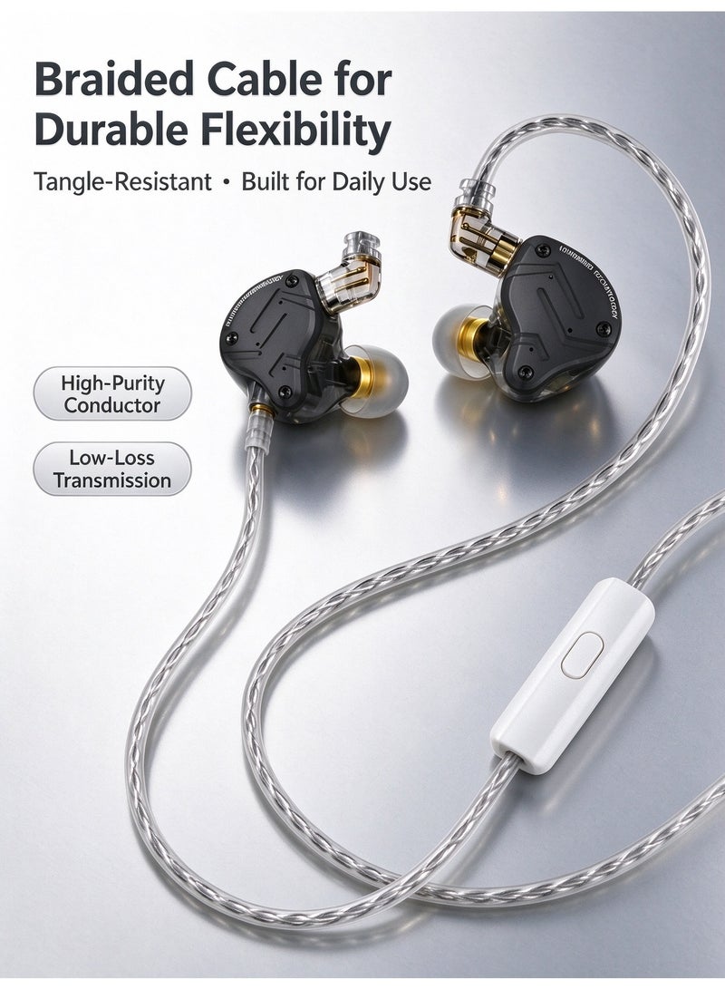 KZ ZS10 PRO X HiFi In-Ear Monitors with 1DD+4BA Hybrid Drivers, Detachable 2-Pin Cable, and Microphone - Black - Image 5