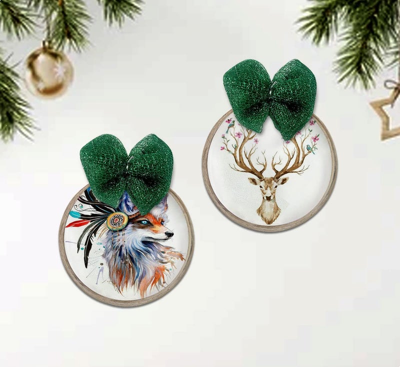 Khakee Khakee Christmas Theme Printed Hoops Frames For Xmas Wall Decoration55 inches2 pcsChristmas Hanging OrnamentsChristmas Framesh2Adc22132 