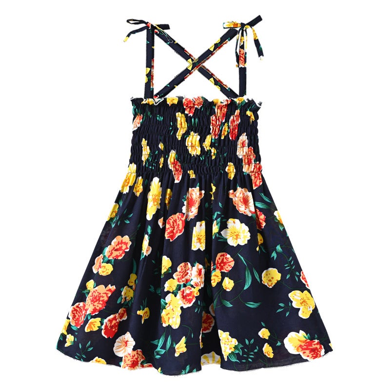 Girls Summer Camisole Dress Holiday Style Beach Dress Casual Sweet Printed Princess Dress - Image 5
