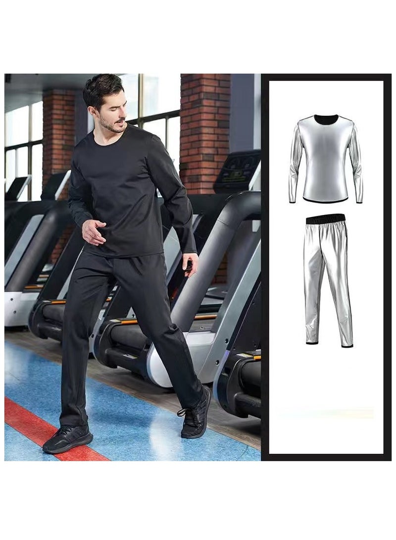 RATSAW Sauna Suit Set for Men Sweat Sweating Shirt Long Sleeve Workout Suits Long Sleeve Top and Pants, Sweat Enhancing Workout Outfit for Weight Loss - Image 1