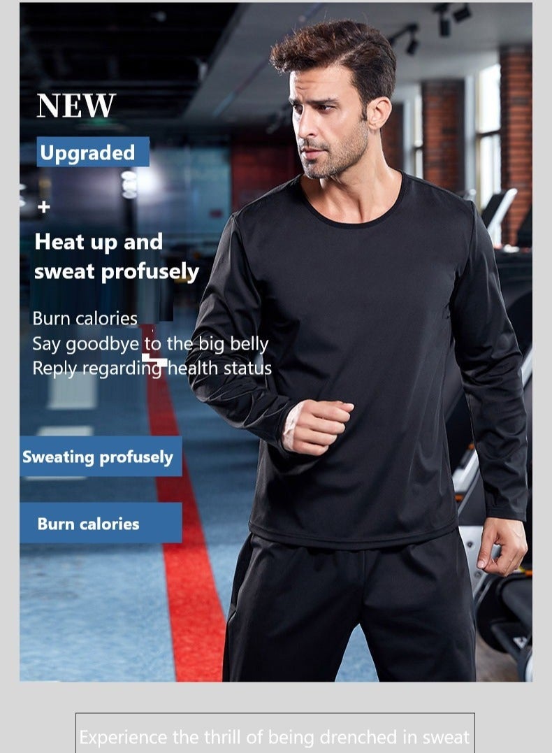 RATSAW Sauna Suit Set for Men Sweat Sweating Shirt Long Sleeve Workout Suits Long Sleeve Top and Pants, Sweat Enhancing Workout Outfit for Weight Loss - Image 2