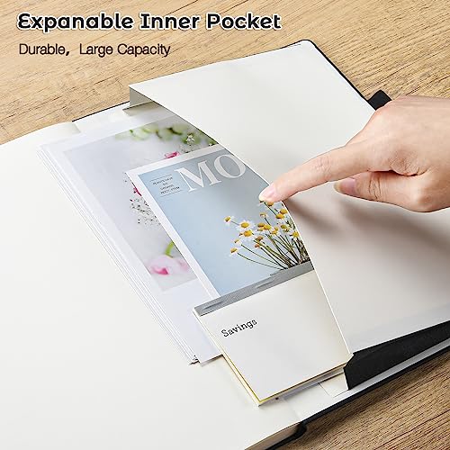 MaleDen Lined Journal Notebook, 8.5" x 11" Hardcover Leather Notebook for Work, Wide Ruled Notebook Journal for Women Men, 192 Thick Paper, Lay Flat, 2 Pockets, A4 Large Journals for Writing, Black Notebook - Image 5