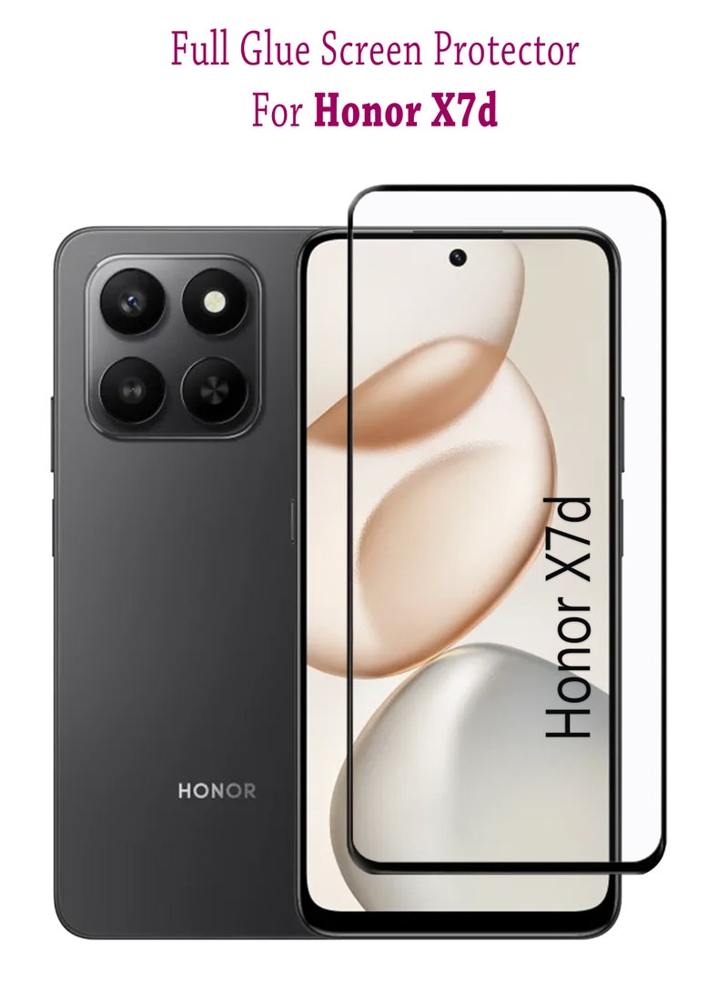 Honor X7d Screen Protector | Tempered Glass Compatible with Honor X7d| Screen Protector Full HD Quality Tempered Glass Anti-Scratch Edge to Edge Coverage with Easy Installation Kit - Black - Image 1