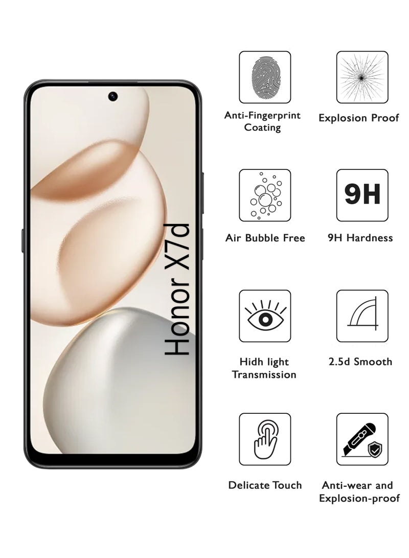 Honor X7d Screen Protector | Tempered Glass Compatible with Honor X7d| Screen Protector Full HD Quality Tempered Glass Anti-Scratch Edge to Edge Coverage with Easy Installation Kit - Black - Image 2