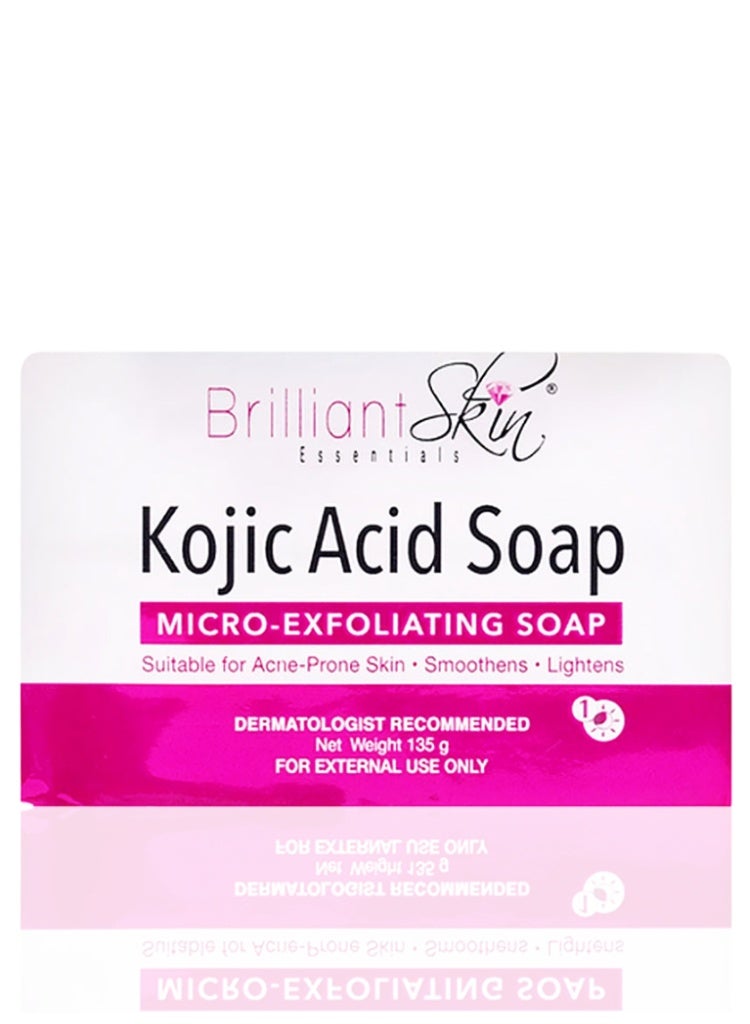 Brilliant Skin Essentials Kojic Acid Soap 135g – Micro-Exfoliating Brightening Bar for Dark Spots, Acne Scars & Even Skin Tone 135grams - Image 1