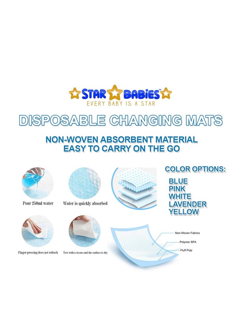 STAR BABiES Star Babies Pack of 2 (Star Babies - Changing Pad - Animal Print, Disposable Changing mat 15pcs)-White  - Image 4