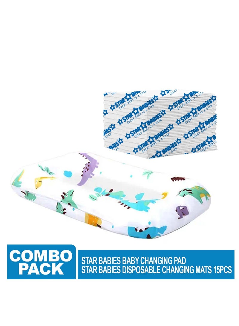 STAR BABiES Star Babies Pack of 2 (Star Babies - Changing Pad - Animal Print, Disposable Changing mat 15pcs)-White  - Image 2