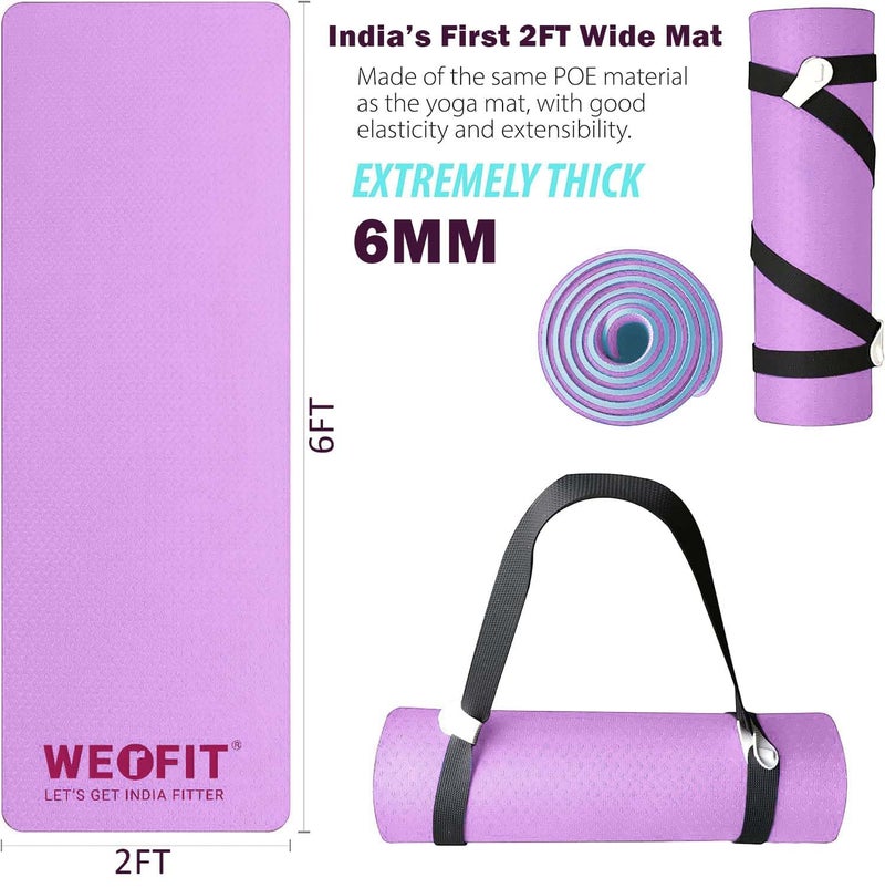 WErFIT Yoga Mat for Men with Carry Strap | Gym Mats Size: 2 x 6 Feet, 6 mm Thick, Anti-Slip Exercise Mat for Home Gym Workout | Gym Mat for Fitness and Meditation - Image 2