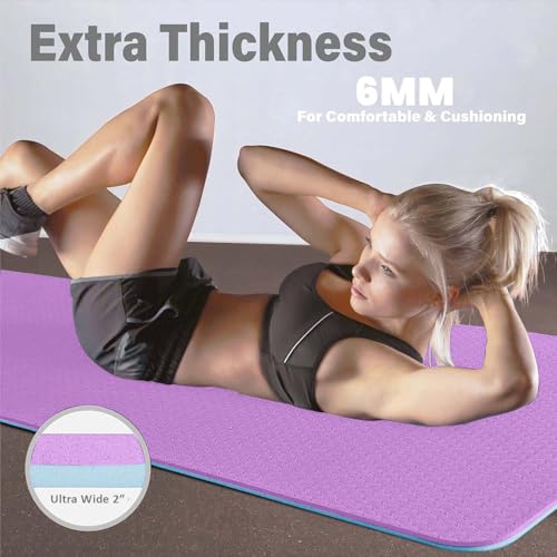 WErFIT Yoga Mat for Men with Carry Strap | Gym Mats Size: 2 x 6 Feet, 6 mm Thick, Anti-Slip Exercise Mat for Home Gym Workout | Gym Mat for Fitness and Meditation - Image 4