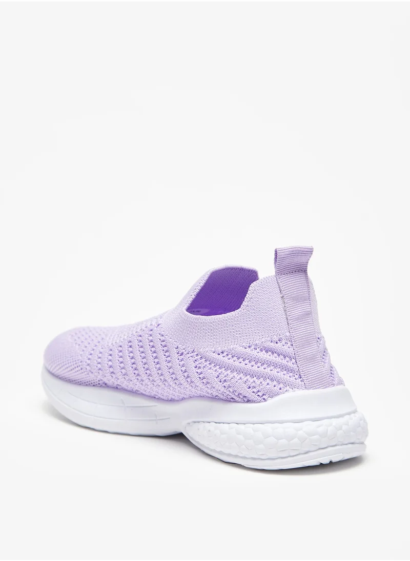 shoexpress Boys Textured Slip On Trainer Shoes Purple