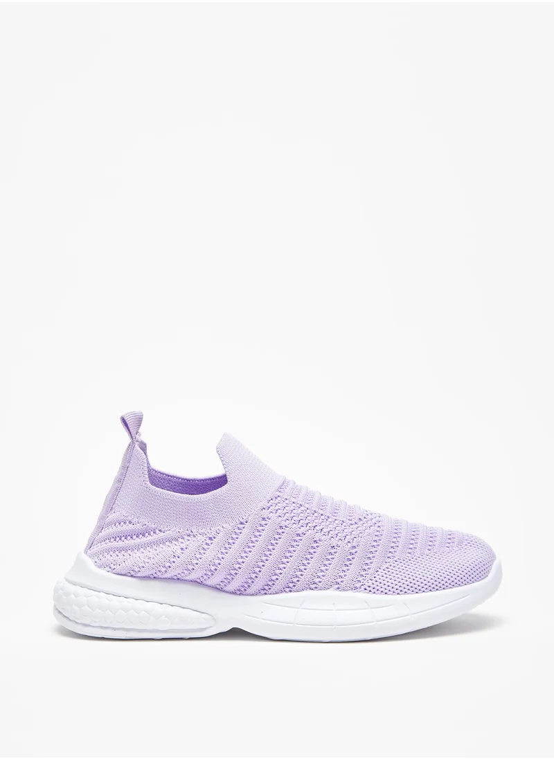 shoexpress Boys Textured Slip On Trainer Shoes Purple