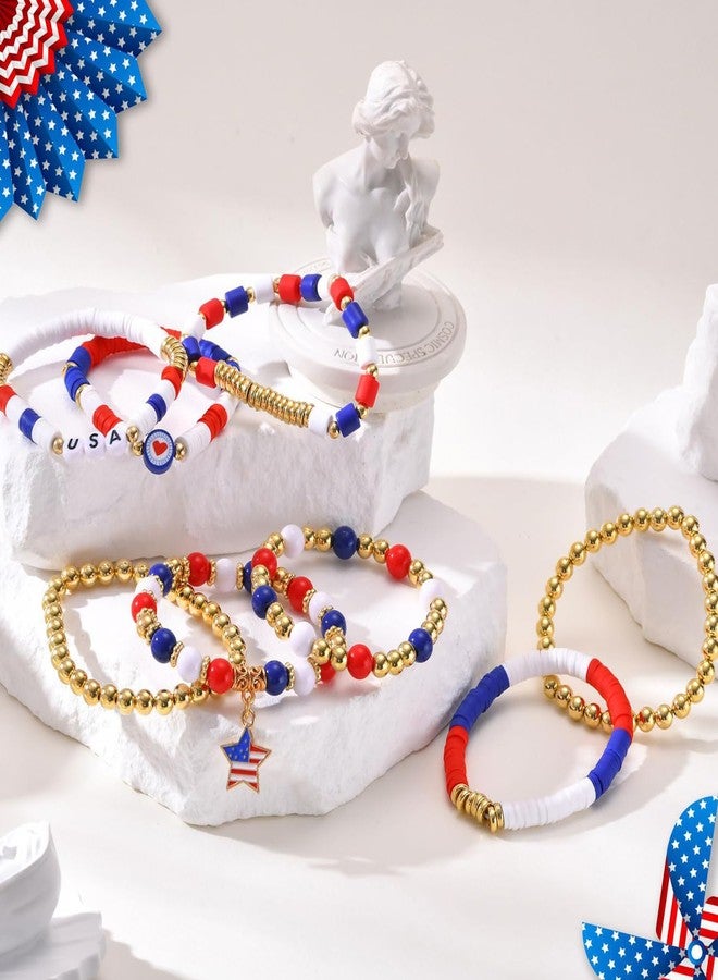 BBita 2480pcs President's Independence Day Polymer Clay Beads Charms Friendship Bracelet Necklace Earring Jewelry Making kit, Accessories for Arts Crafts DIY Birthday Gifts for Girls Children American Flag - Image 5