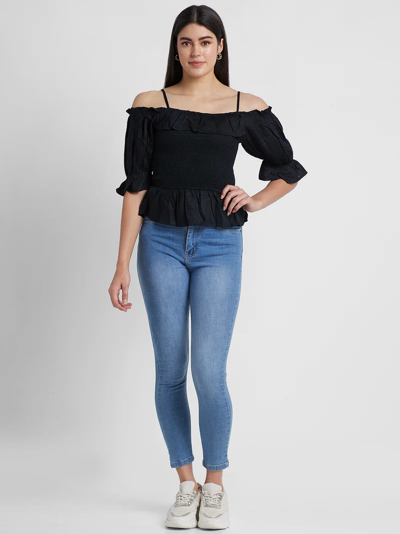 globus Women Bell Sleeves Peplum Top