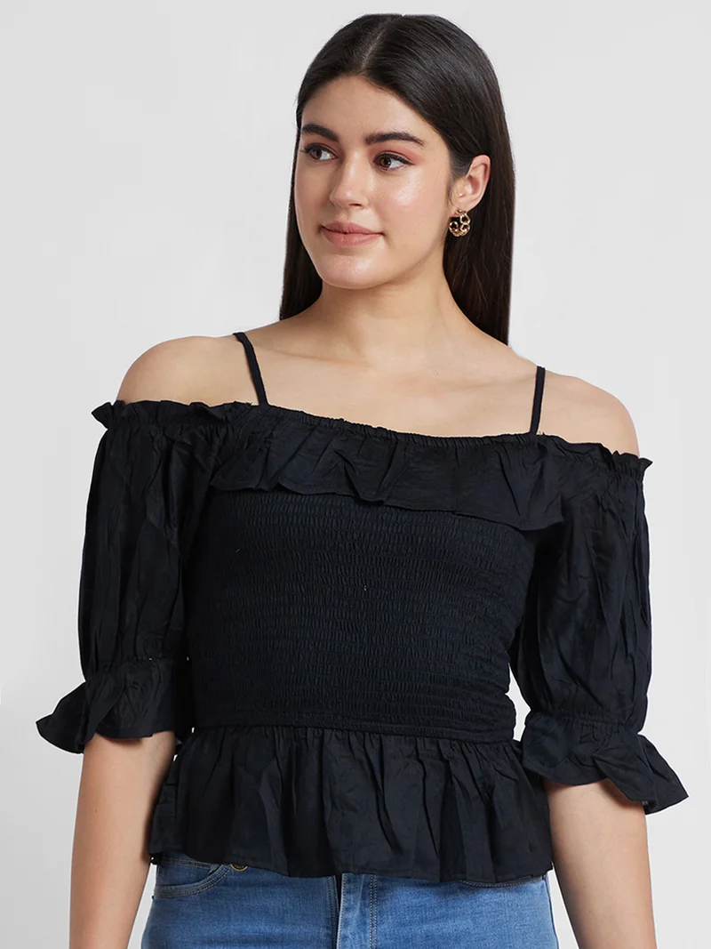 globus Women Bell Sleeves Peplum Top