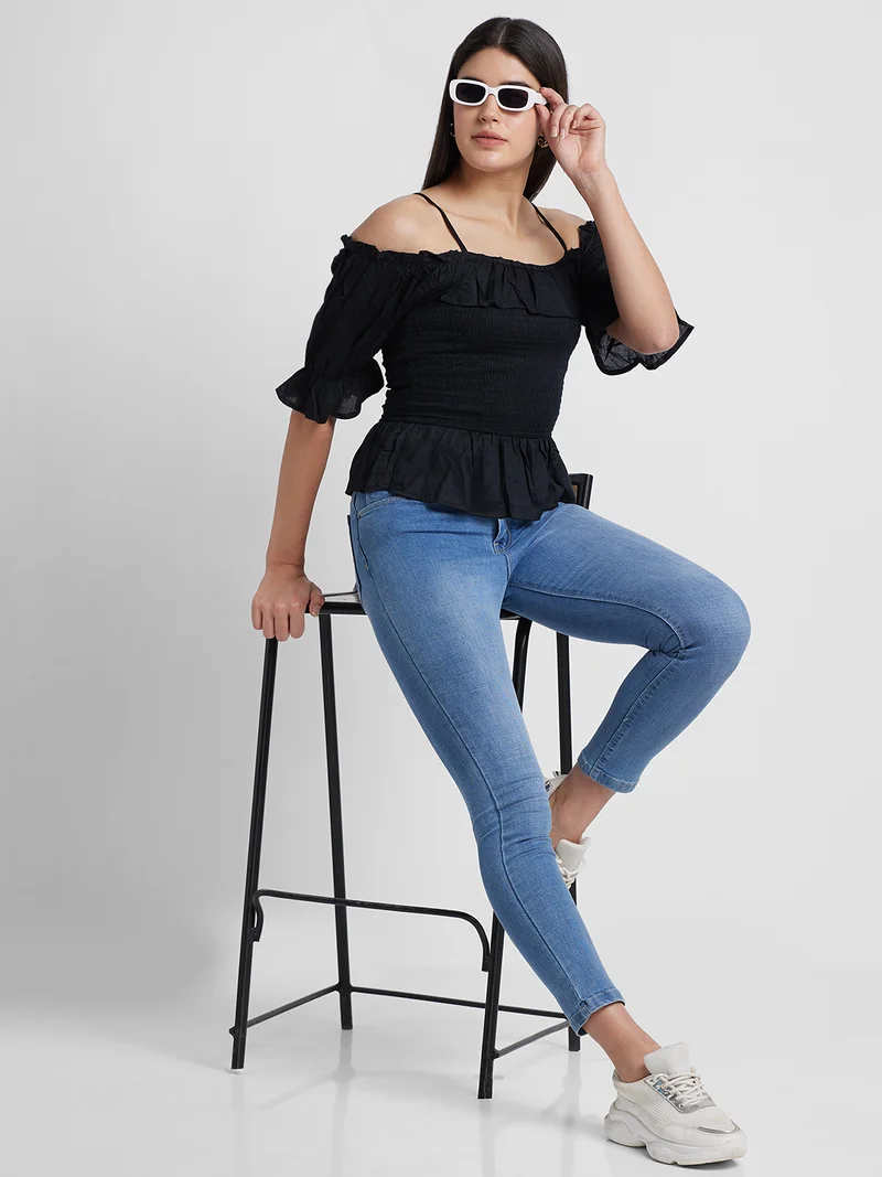 globus Women Bell Sleeves Peplum Top