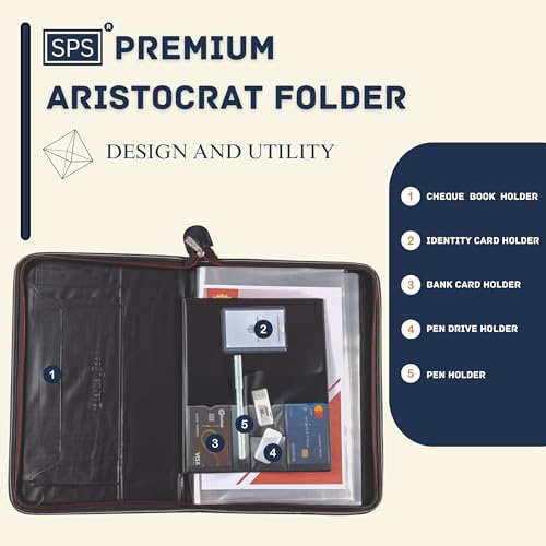 SPS PU Leather 24-Pocket A4 File Organizer – Professional Document Holder for Certificates, Legal Documents, Home, Office, School Use (Blue) - Image 2