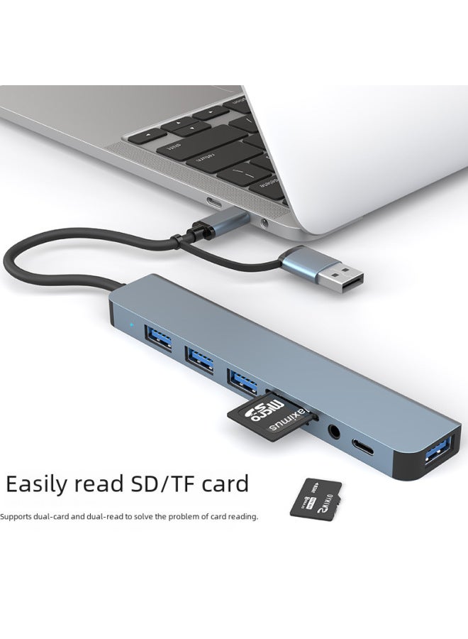 ملحق USB منفذ 7 منافذ - محور تمديد عالي السرعة من 2 إلى 8 منافذ - محطة إرساء متعددة الوظائف لتوسيع المنافذ - مقسم متعدد المنافذ لمحطات الكمبيوتر - Image 3