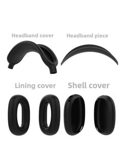Suitable For Apple AirPods Max Earphone Case Protective Cover Soft Silicone Bluetooth Headset Protective Case-Color:Black 4-piece Set (shell Cover * 1 Pair + Headband Cover * 1 + Ear Cushion Cover * 1 Pair + Headband Piece * 1)-Applicable Models:Airpods Max/max 0.1kg Shared Protective Case