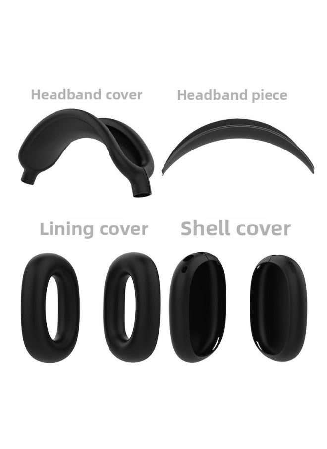 Generic - Suitable For Apple AirPods Max Earphone Case Protective Cover Soft Silicone Bluetooth Headset Protective Case-Color:Black 4-piece Set (shell Cover * 1 Pair + Headband Cover * 1 + Ear Cushion Cover * 1 Pair + Headband Piece * 1)-Applicable Models:Airpods Max/max 0.1kg Shared Protective Case - Image 1