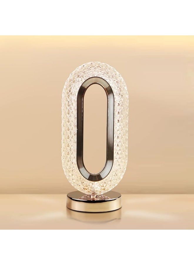 أباجورة كريستال للطاولة تعمل باللمس، مصباح ماسي قابل للتعتيم ثلاثي الاتجاهات وقابل لإعادة الشحن بمنفذ USB، أباجورة ليلية للكومدينو لغرفة النوم وغرفة المعيشة - Image 1