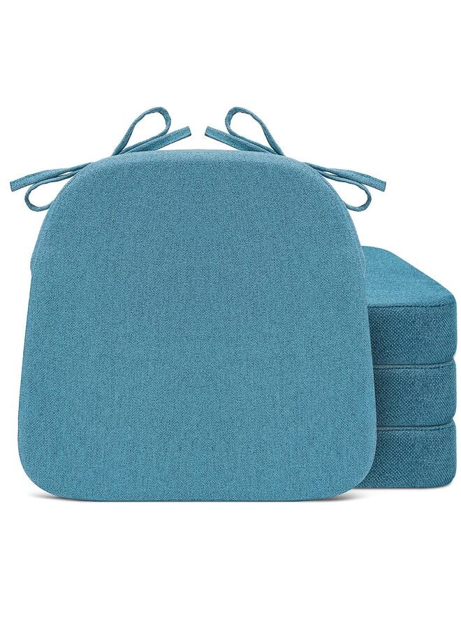 وسائد كراسي جافيوست، 4 قطع، لكراسي الطعام، مقاس 17 × 16 بوصة، على شكل حرف D، مع غطاء قابل للإزالة والغسل، وربطات، ووسائد كراسي للمطبخ، وكراسي الفناء الداخلية (أزرق) - Image 1