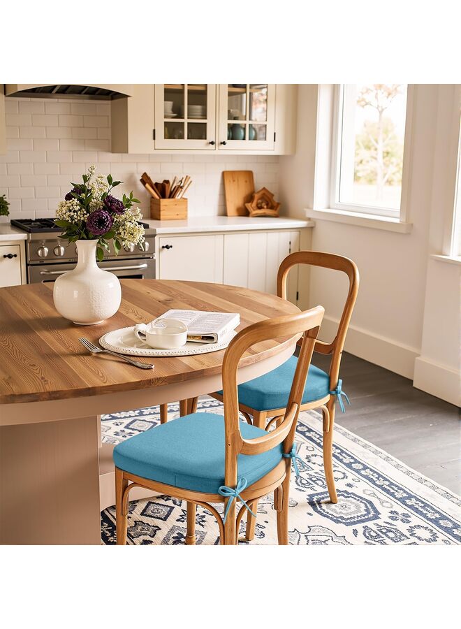 وسائد كراسي جافيوست، 4 قطع، لكراسي الطعام، مقاس 17 × 16 بوصة، على شكل حرف D، مع غطاء قابل للإزالة والغسل، وربطات، ووسائد كراسي للمطبخ، وكراسي الفناء الداخلية (أزرق) - Image 5