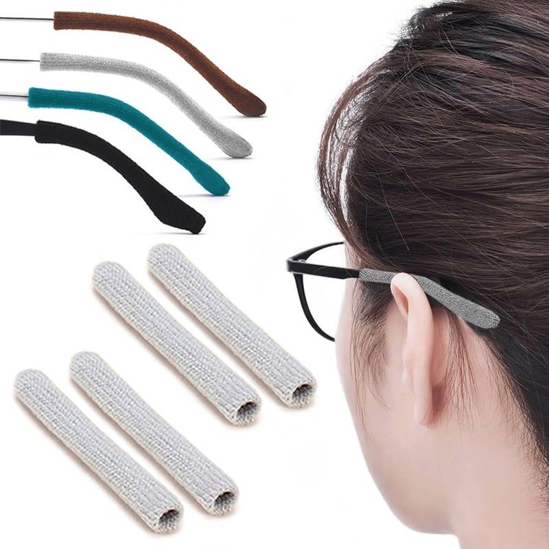 IYOOH IYOOH 2 Pairs Upgrade Soft Glasses Ear Cushion, Knitting Cotton Eye Glasses Ear Grippers Anti Slip, Glasses Ear Grips Non Slip, Temple Sleeves Tips Ear Pads for Glasses Slip Preventer (Grey)  - Image 1