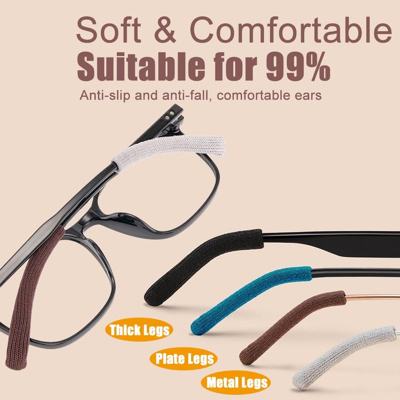 IYOOH IYOOH 2 Pairs Upgrade Soft Glasses Ear Cushion, Knitting Cotton Eye Glasses Ear Grippers Anti Slip, Glasses Ear Grips Non Slip, Temple Sleeves Tips Ear Pads for Glasses Slip Preventer (Grey)  - Image 4