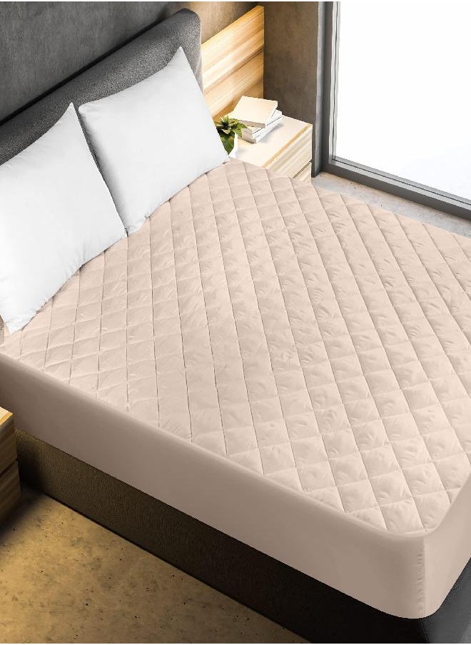 Utopia Bedding Utopia Bedding Quilted Fitted Mattress Pad (Twin, Beige) - Elastic Fitted Mattress Protector - Mattress Cover Stretches up to 16 Inches Deep - Machine Washable Mattress Topper  - Image 1