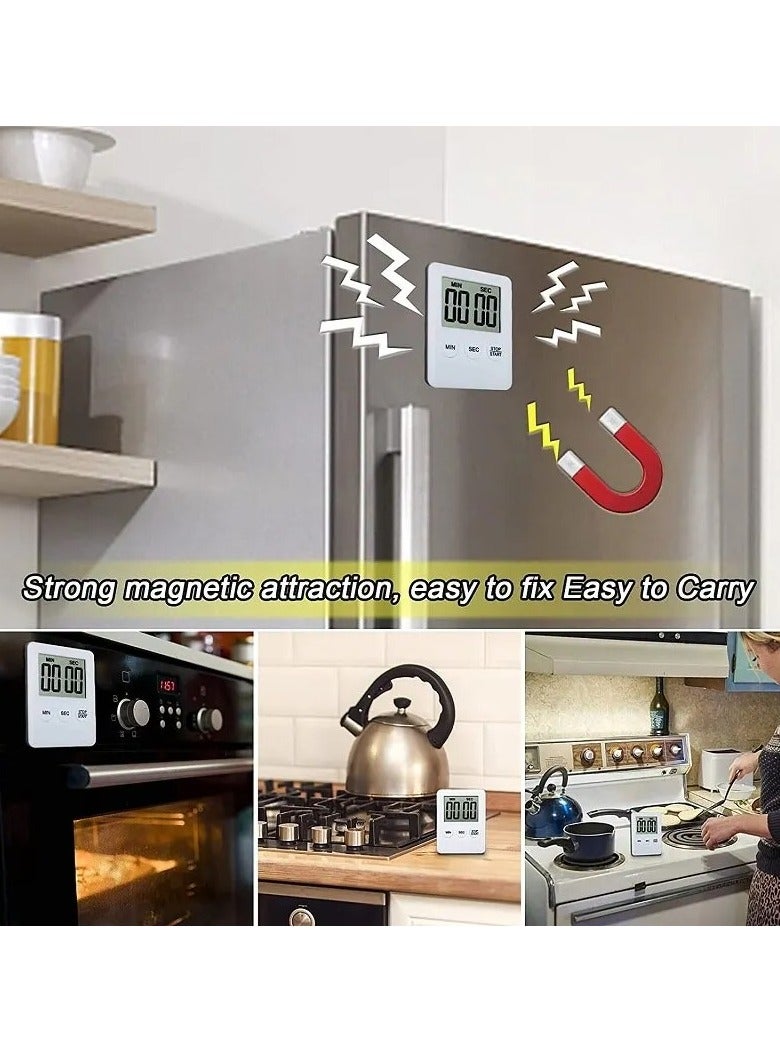 AROAQ Digital Timer, 1pc Small Count Down/up Clock with Magnetic Attachment, Big LCD Display Loud Sounds Minute Second Kitchen Timer for Games, Cooking, Classroom, (Black) - Image 3