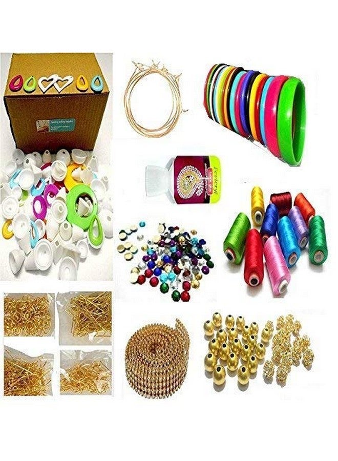 AM Silk Thread Jewellery Making kit, Jhumka and Bangle kit with Shiny Silk Thread Full Box - 10 Colors