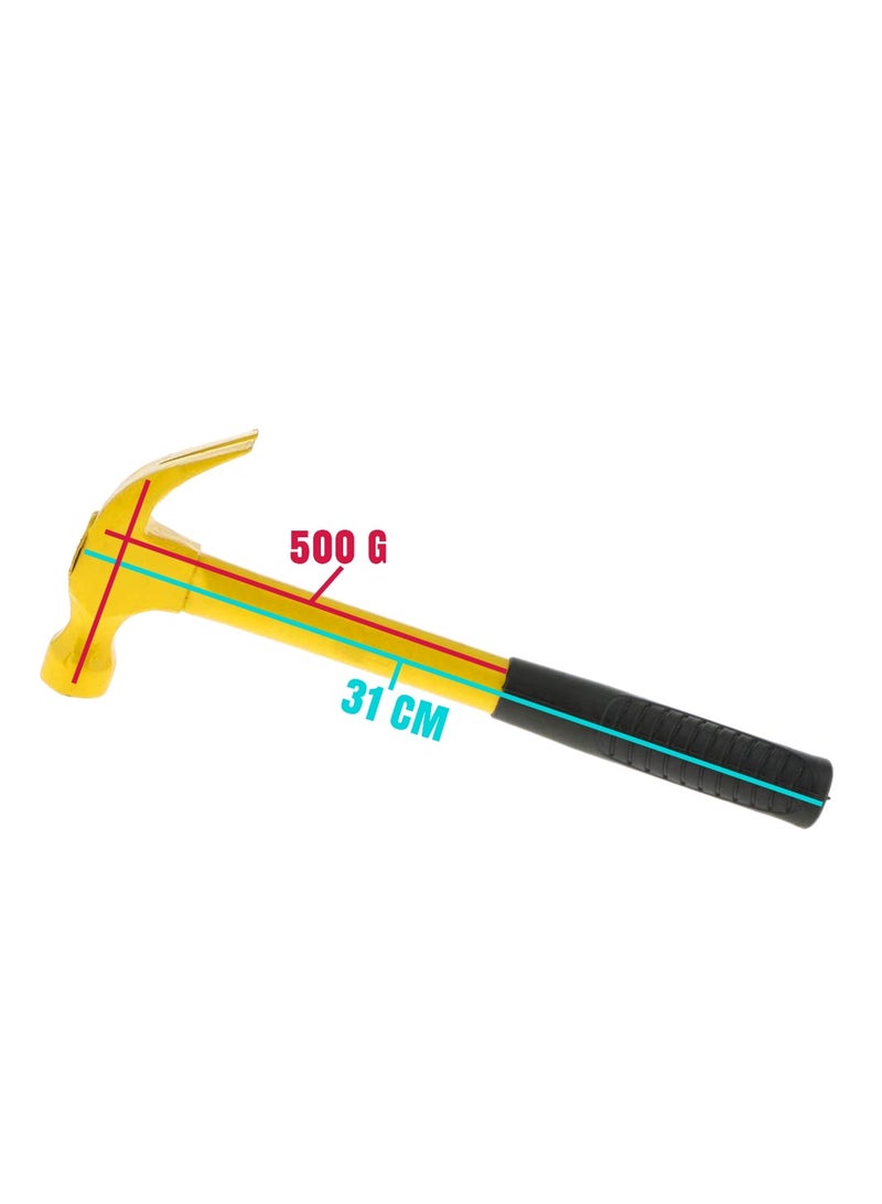 500g Claw Hammer 31cm Steel Nail Hammer with Non Slip Rubber Grip Handle Heavy Duty Carpenter Hammer for Woodworking Construction Home Repair DIY Hand Tool - Image 5